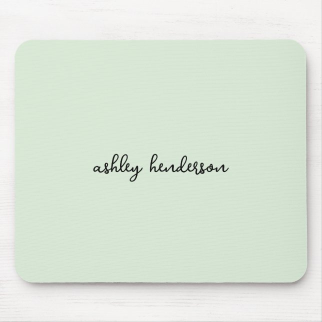Add Your Full Name Minimal Monogram on Light Green Mouse Pad (Front)