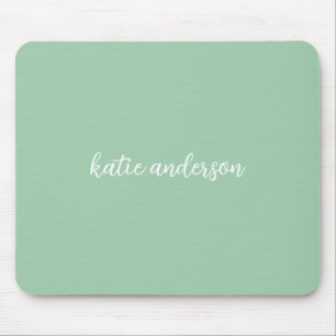 Add Your Full Name Minimal Monogram on Light Green Mouse Pad
