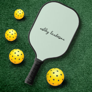 Add Your Full Name Minimal Monogram on Light Green Pickleball Paddle