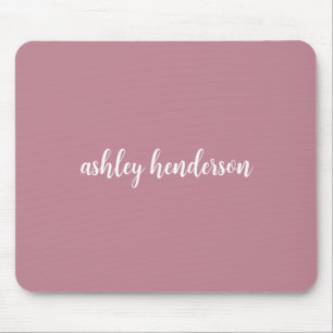 Add Your Full Name Minimal Monogram on Rose Pink Mouse Pad