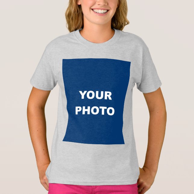 Add Your Image Photo Picture Logo Ash Grey T-Shirt (Front)