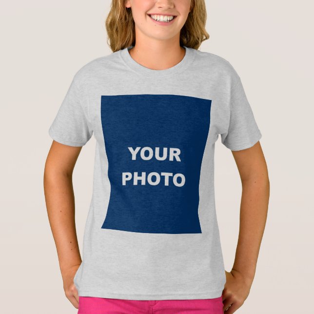 Add Your Image Photo Picture Logo Ash Grey T-Shirt (Front)
