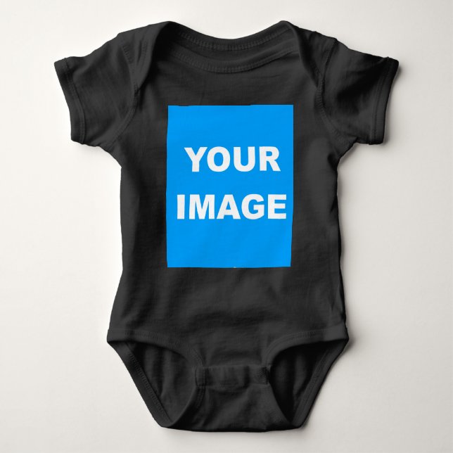 Add Your Image Photo Picture Logo Black Baby Bodysuit (Front)