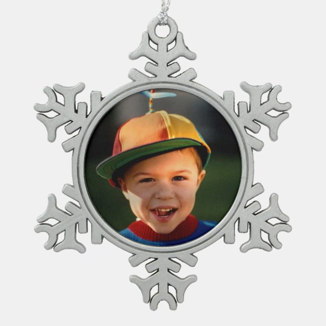Add Your Image Snowflake Snowflake Pewter Christmas Ornament (Front)