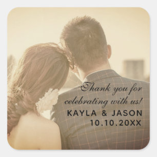 Add Your Image Thank You Welcome Anniversary Square Sticker