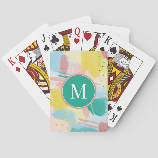Add Your Initial | Fresh Face Abstract Playing Cards (Back)