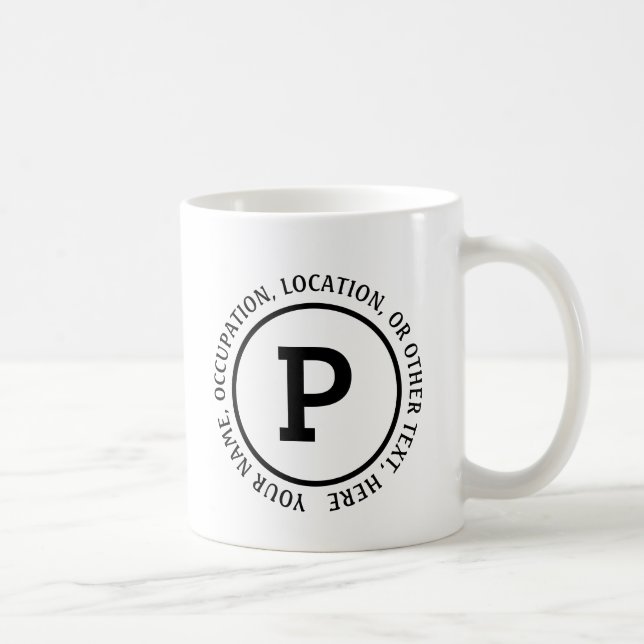 Add Your Initial Name & Other Details Text M N O P Coffee Mug (Right)