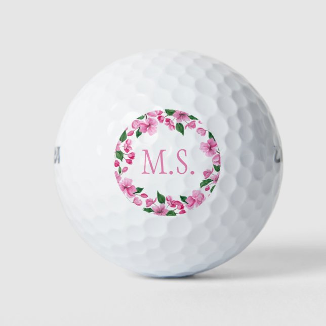 ADD YOUR INITIALS/Floral Wreath Golf Balls (Front)