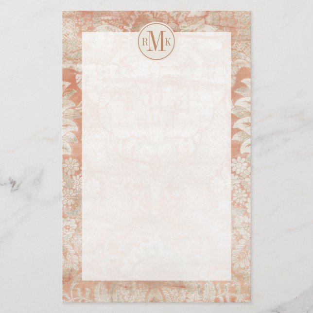 Add Your Initials | Garnet Weft Stationery (Front)