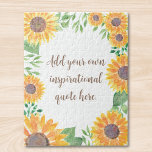 Add Your inspirational Motivational Quote Floral<br><div class="desc">This unique jigsaw puzzle is decorated with watercolor sunflowers and greenery. You can add inspirational quotes or motivational messages in stylish script typography.
Easily customisable,  you can change the font and colour of the text.
Original Watercolor © Michele Davies.</div>