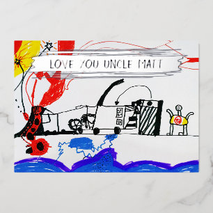   Add Your Kid's Drawing & Photo Cute Custom Uncle