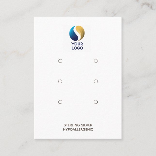 Add Your Logo 3 Pairs Earring Display Holder White Business Card (Front)