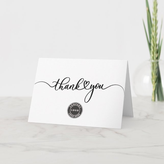 Add Your Logo and Company Website Business Thank You Card (Front)