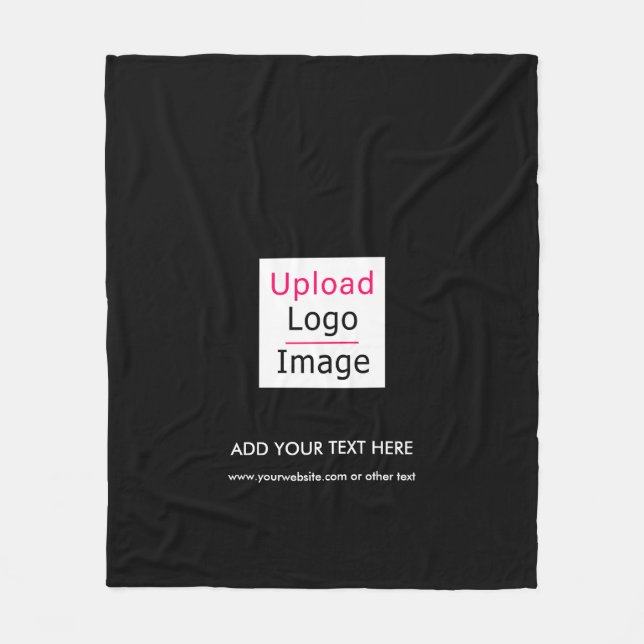 Add Your Logo and Custom Text Modern Business Chic Fleece Blanket (Front)
