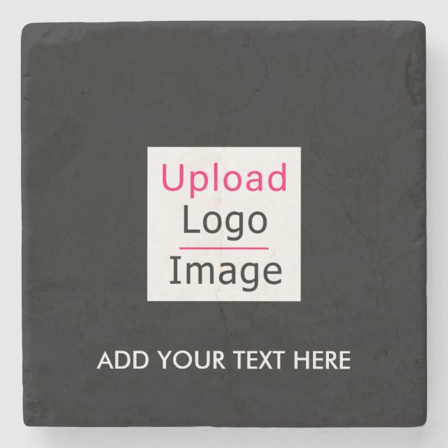 Add Your Logo and Custom Text Modern Business Chic Stone Coaster (Front)
