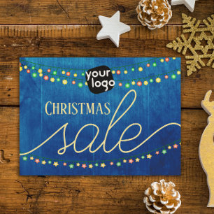 Add Your Logo And QR Code Elegant Christmas Sale Postcard