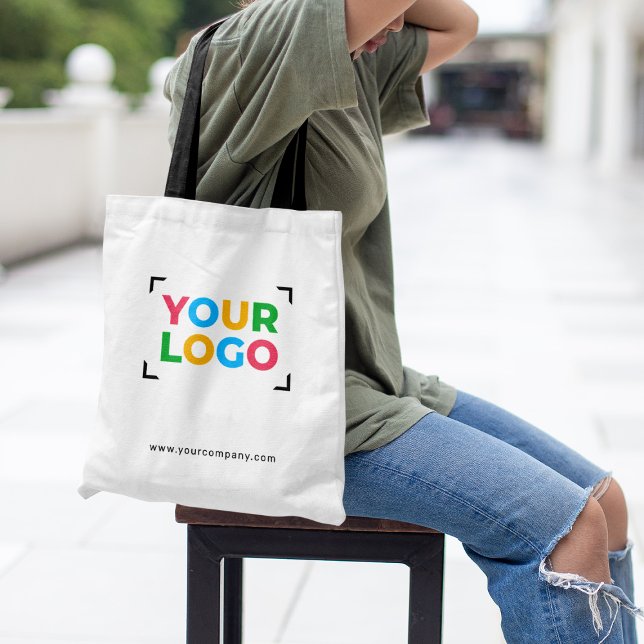 Add Your Logo and Website Simple Promotional White Tote Bag (Creator Uploaded)