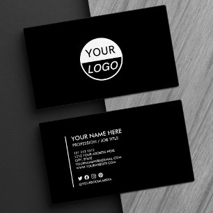 Add Your Logo Black and White Minimalist Business  Business Card