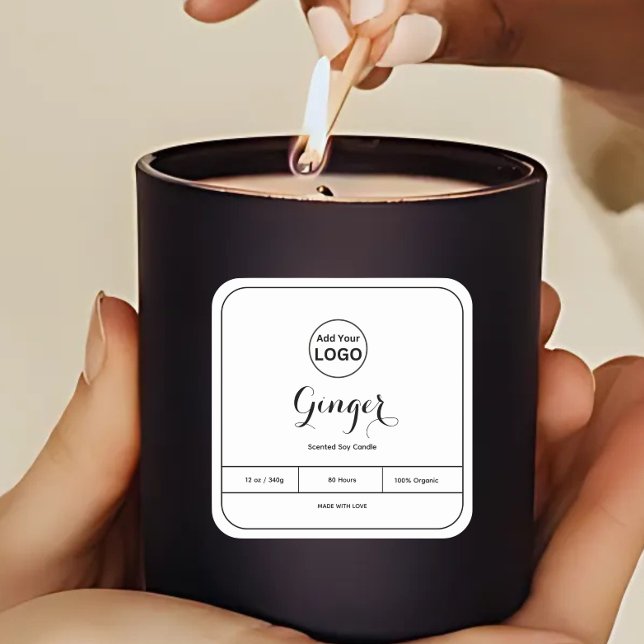 Add Your Logo Black Border Candle Label (Creator Uploaded)