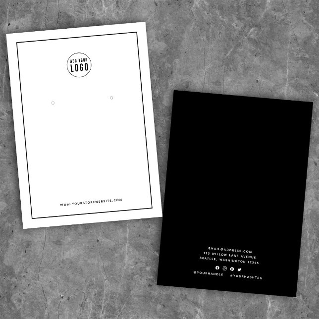 Add Your Logo Black Border Earring Display Card (Creator Uploaded)