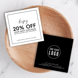 Add Your Logo Black Border Editable Colour Discount Card
