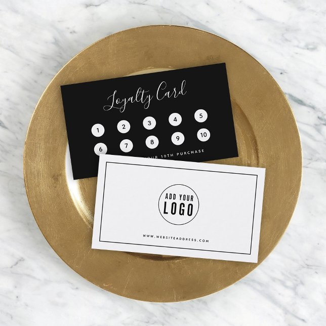 Add Your Logo Black Border Editable Colour Loyalty Card (Creator Uploaded)