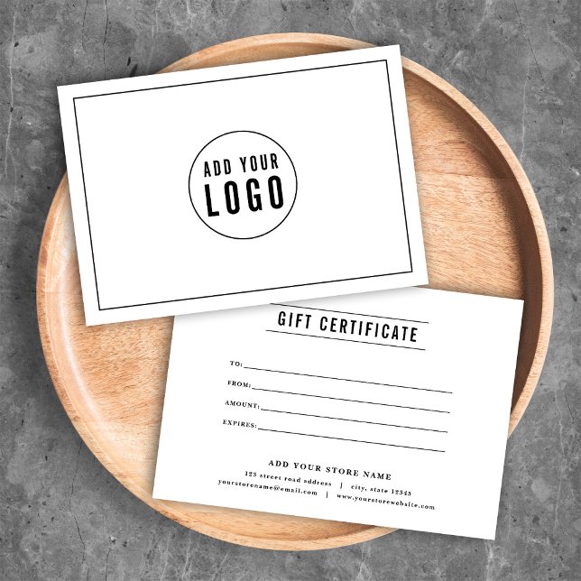 Add Your Logo Black Border Lines Gift Certificate (Creator Uploaded)