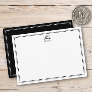 Add Your Logo  Black Double Border Business  Card