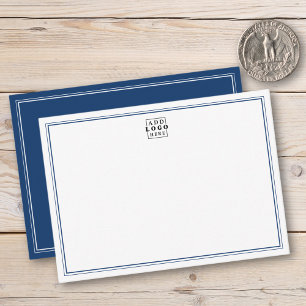 Add Your Logo Blue Double Border Business Card
