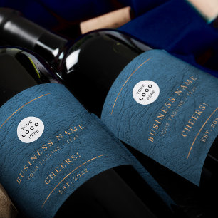 Add your logo blue gold business company name  wine label