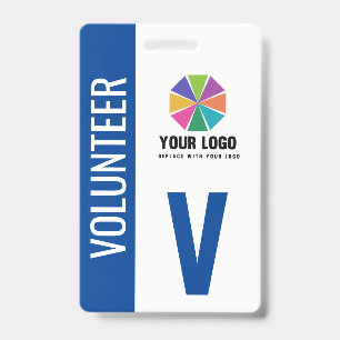 Add Your Logo Blue Volunteer Badge ID Badge
