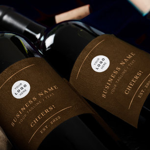 Add your logo brown gold business company name  wine label