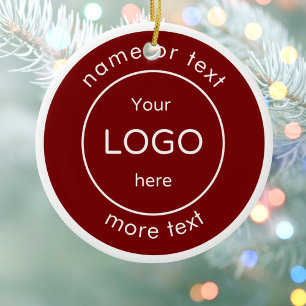 Add your logo burgundy red Christmas Ornament