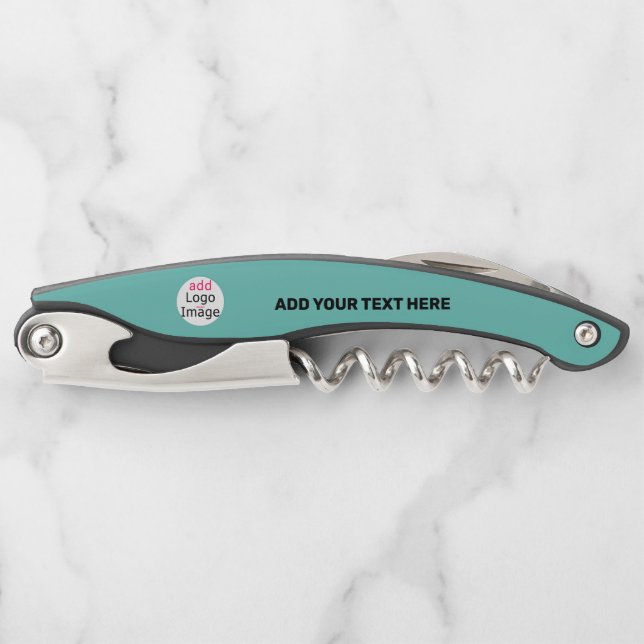 Add Your Logo Business Chic Customisable Mint Corkscrew (Front)