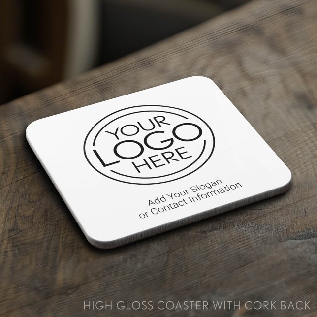 Add Your Logo Business Corporate Modern Minimalist Coaster (Custom Logo Coaster)