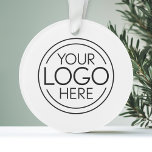 Add Your Logo Business Corporate Modern Minimalist Ornament<br><div class="desc">Perfect for an office convention or presentation gift, these logo ornaments are simple in design. The extra lines of type can be used for company contact information or for a place to add a special occasion - such as an anniversary event for your business. A simple, no frills design for...</div>