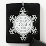 Add Your Logo Business Corporate Modern Minimalist Snowflake Pewter Christmas Ornament<br><div class="desc">Perfect for an office convention or presentation gift, these logo ornaments are simple in design. The extra lines of type can be used for company contact information or for a place to add a special occasion - such as an anniversary event for your business. A simple, no frills design for...</div>