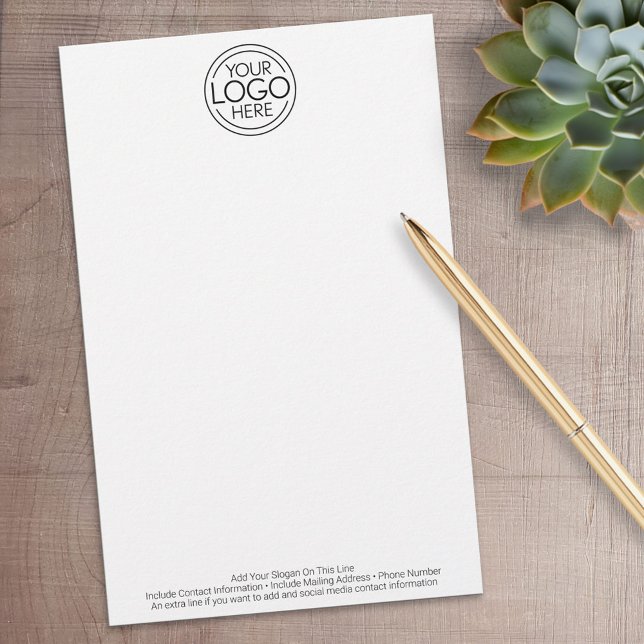 Add Your Logo Business Corporate Modern Minimalist Stationery (Personalized Stationery)