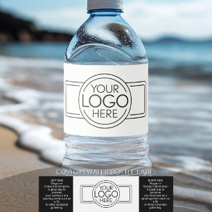 Add Your Logo Business Corporate Modern Minimalist Water Bottle Label