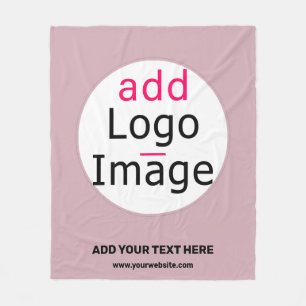 Add Your Logo Business Customisable Dusty Rose Hue Fleece Blanket