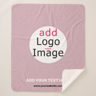 Add Your Logo Business Customisable Dusty Rose Hue Sherpa Blanket