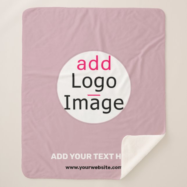 Add Your Logo Business Customisable Dusty Rose Hue Sherpa Blanket (Front)