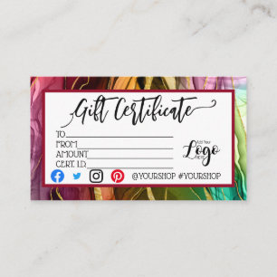 ADD YOUR LOGO Business gift certificate marketing