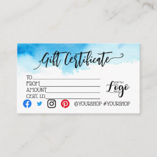 ADD YOUR LOGO Business gift certificate marketing