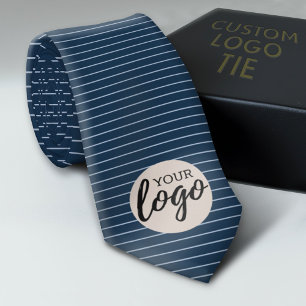 Add Your Logo - Business Modern - Blue Pinstripes Tie