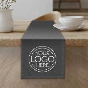 Add Your Logo Business Modern Minimalist - Black Short Table Runner