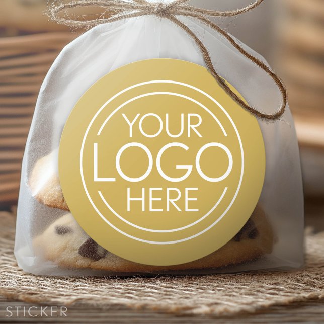 Add Your Logo Business Modern Minimalist -  Classic Round Sticker (Custom Logo Sticker - Low Minimum Promotional Product)