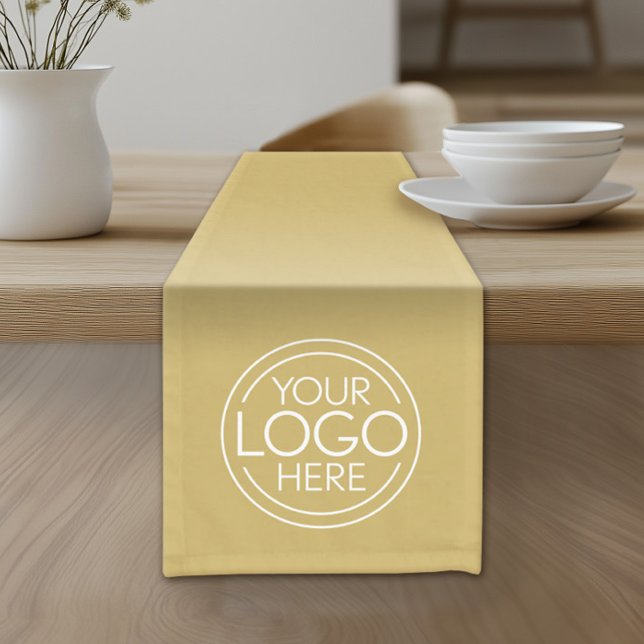 Add Your Logo Business Modern Minimalist - Gold Short Table Runner (Custom Logo Table Runner - Table Cover)