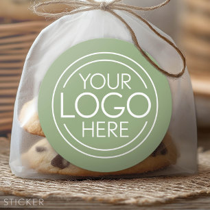 Add Your Logo Business Modern Minimalist - green Classic Round Sticker