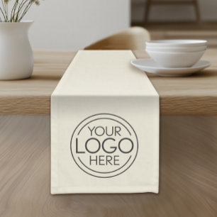 Add Your Logo Business Modern Minimalist Off-White Short Table Runner